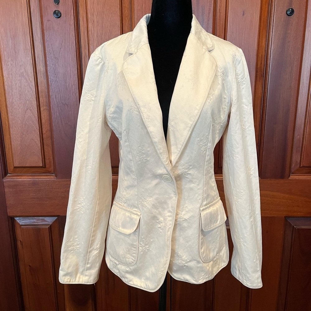See By Chloe Cream Floral Jacquard Single-Button Blazer